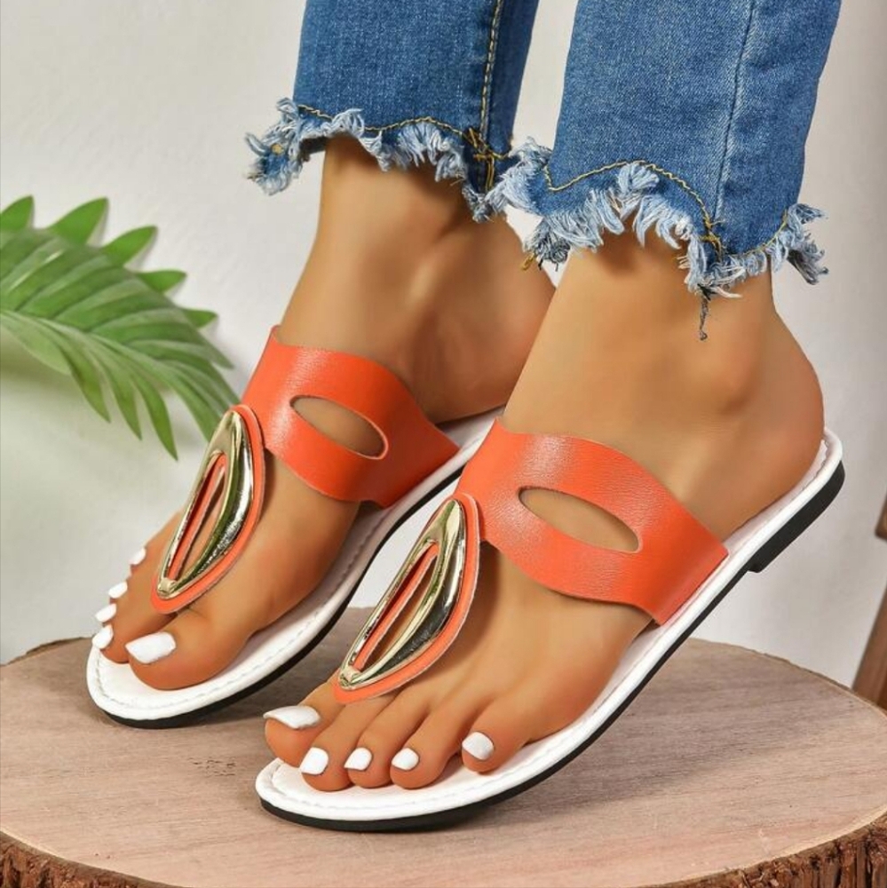 Women's Flat Anti-Slip, Comfortable, Hollow Out Clip Toe‎ Size 7 Summer Sandals - Picture 3 of 9
